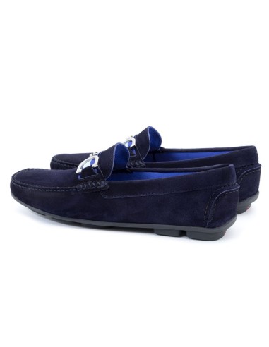 Blue suede moccasin