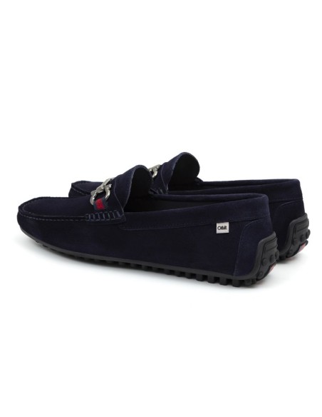 Blue suede moccasin