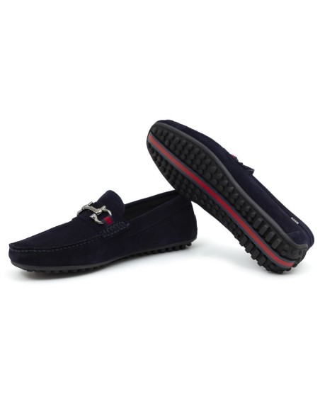 Blue suede moccasin