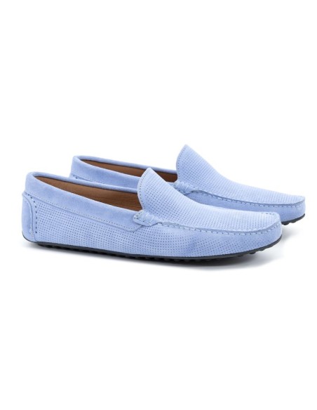 Blue suede moccasin