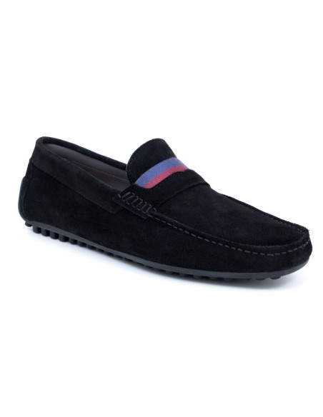 Black suede moccasin
