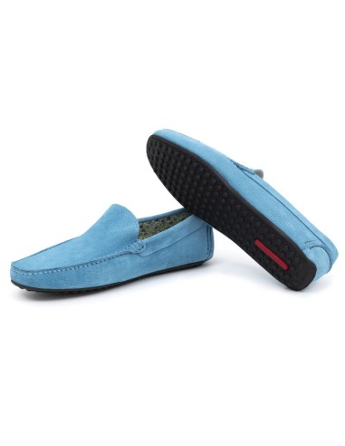 Blue suede moccasin