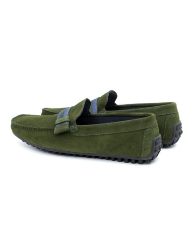 Green suede moccasin