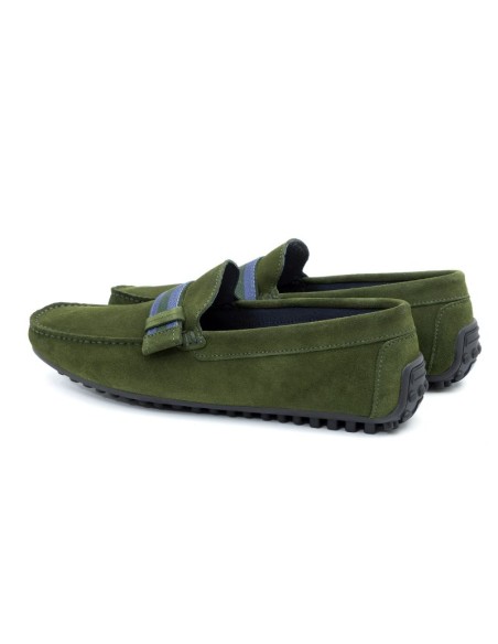 Green suede moccasin