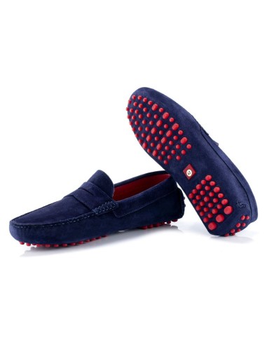 Mocasín de ante con antifaz color azul