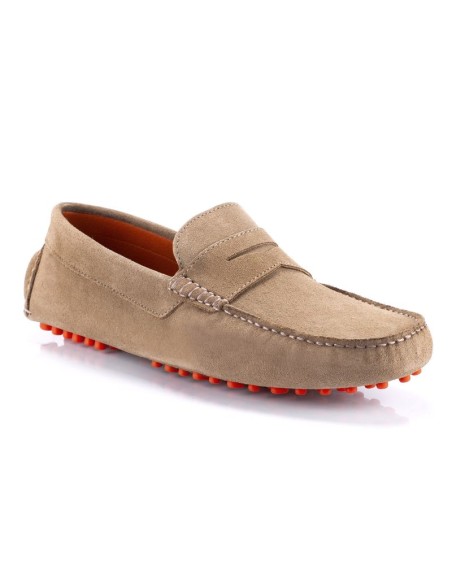 Beige suede moccasin