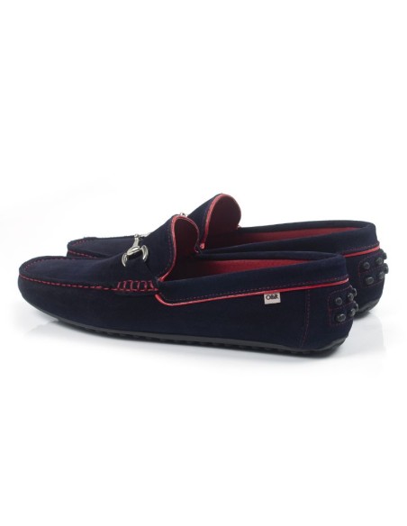 Mocassin suède bleu SIKERO-AZUL