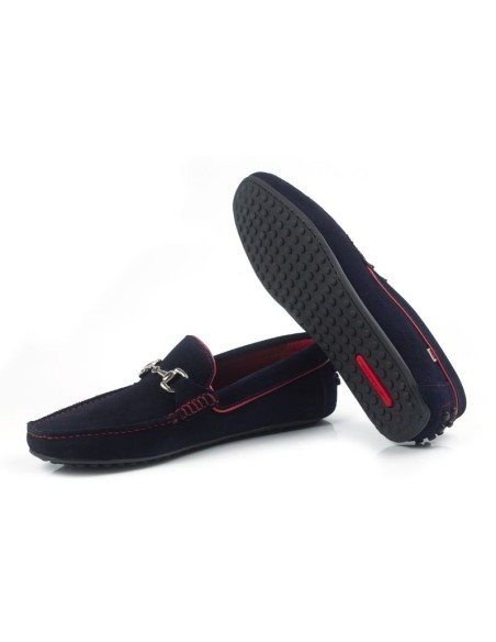Blue suede moccasin