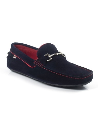 Blue suede moccasin