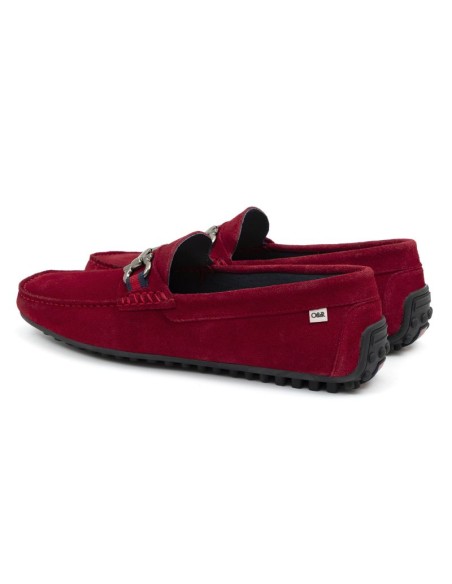 Red suede moccasin