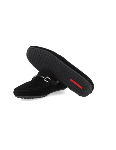 Black suede moccasin