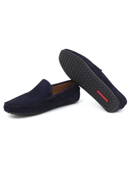 Blue suede moccasin