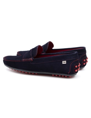 Blue suede moccasin