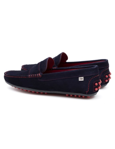 Blue suede moccasin