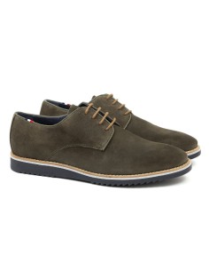 Green suede derby