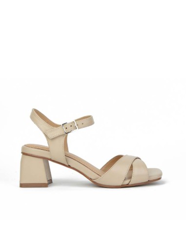 Sandalias de mujer de piel de piso antideslizante color beige CRW-24506-BEIGE