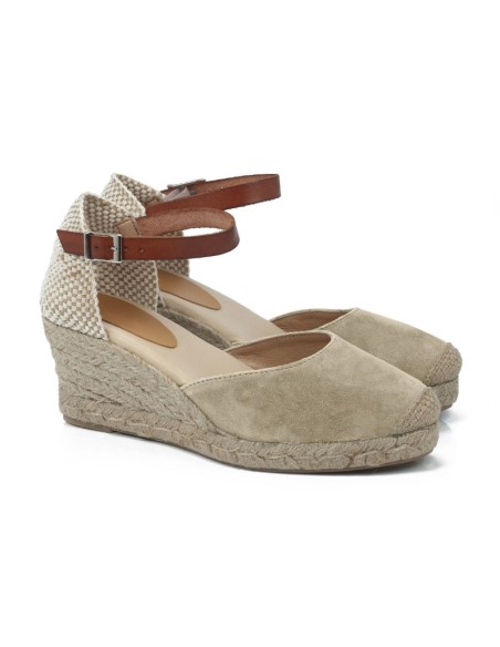 Beige leather espadrilles for women