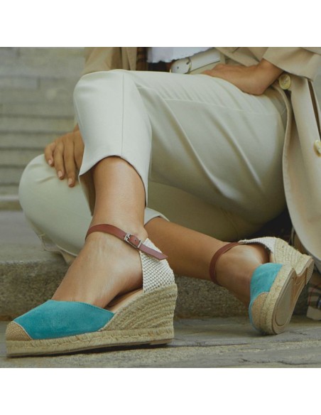 Espadrilles femme suède bleu W-ATAMAN-SKY