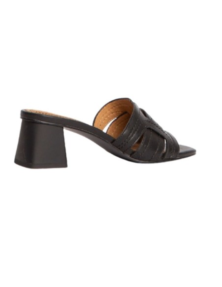 Black solid color women's sandals