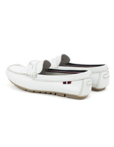 White leather women's moccasins