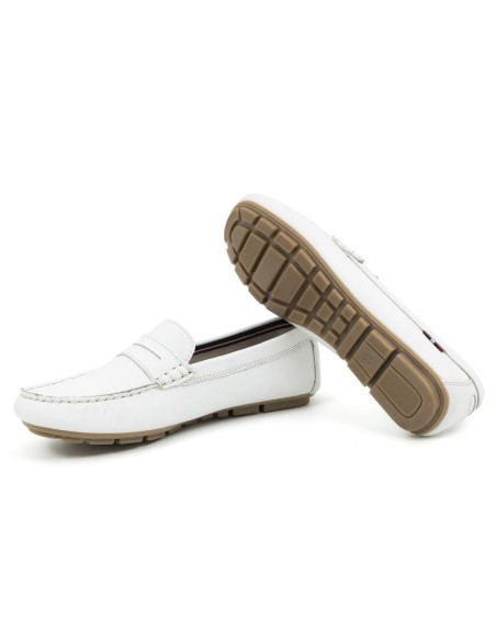 White leather women's moccasins