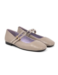 Grey leather Ballet Flat