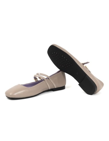 Grey leather Ballet Flat