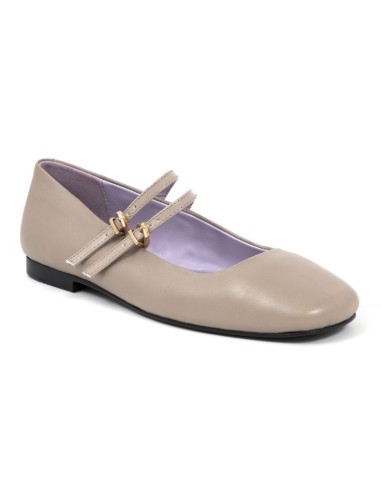 Grey leather Ballet Flat