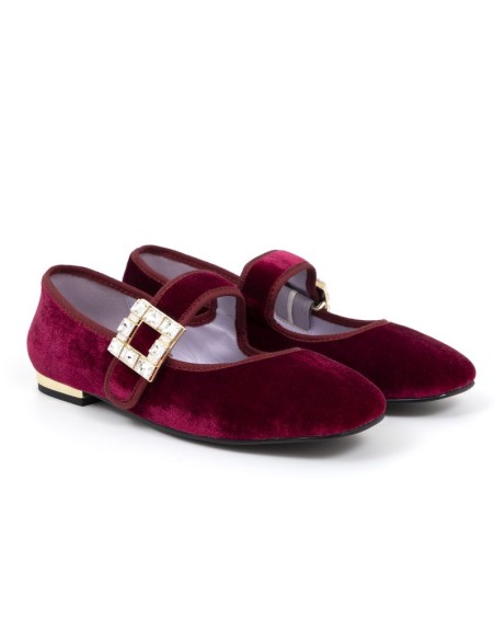 Ballerine velours Bordeaux W-DEVUR-BURGUNDY