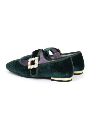 Green velvet Ballet Flat