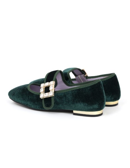 Green velvet Ballet Flat