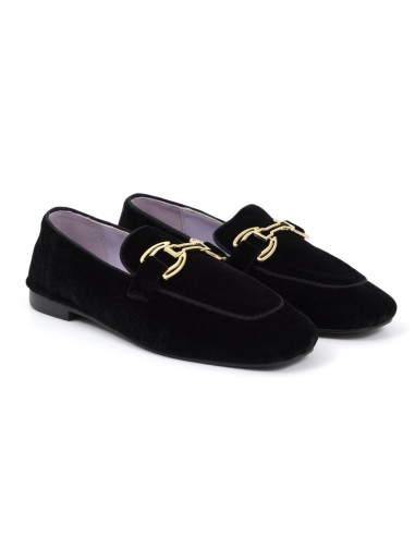 Black velvet women's moccasins