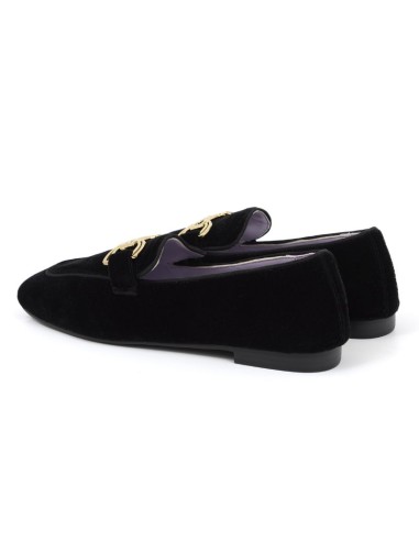 Black velvet women's moccasins
