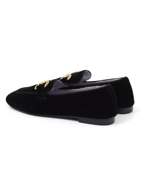 Black velvet women's moccasins
