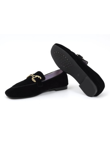Black velvet women's moccasins
