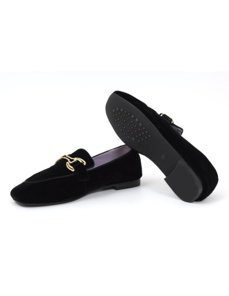 Black velvet women's moccasins