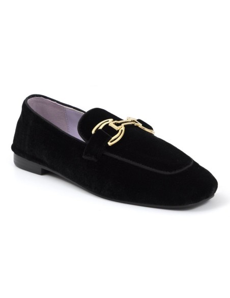 Black velvet women's moccasins