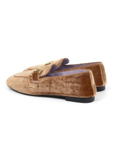 Beige velvet women's moccasins 2