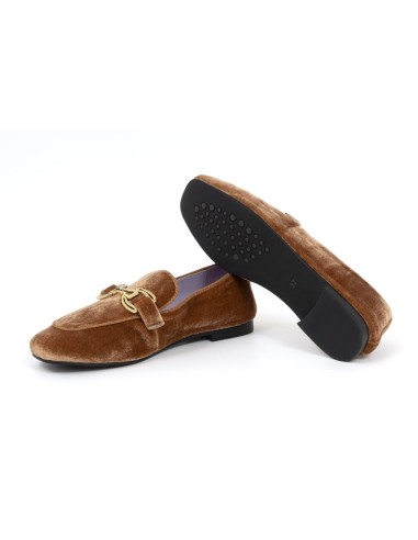 Beige velvet women's mocassins