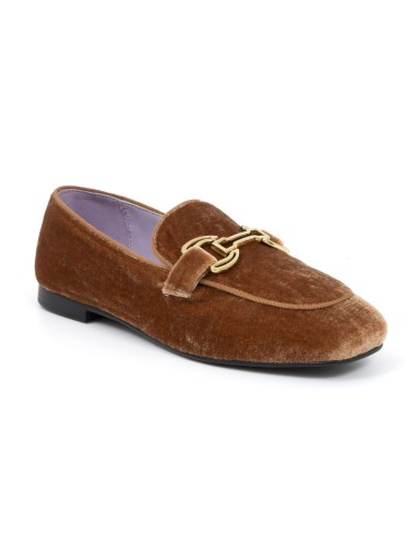 Beige velvet women's moccasins