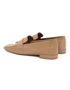 Beige leather women's moccasins 2