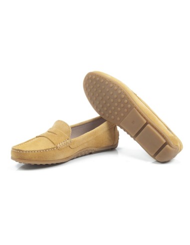 Camel leather women's moccasins