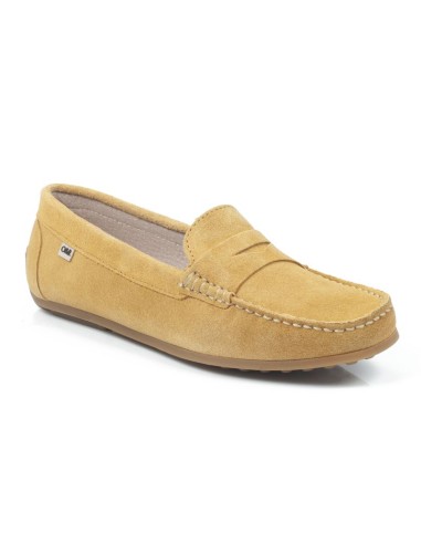 Camel leather women's moccasins
