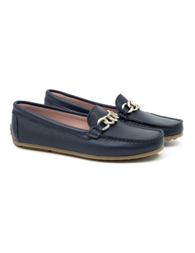 Blue leather women's moccasins