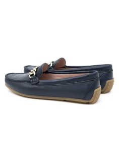 Blue leather women's moccasins 2