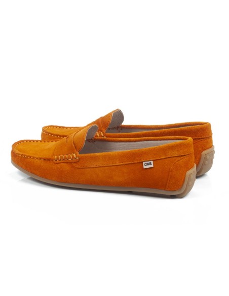 Green suede women's moccasins