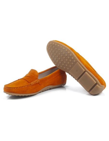 Green suede women's moccasins