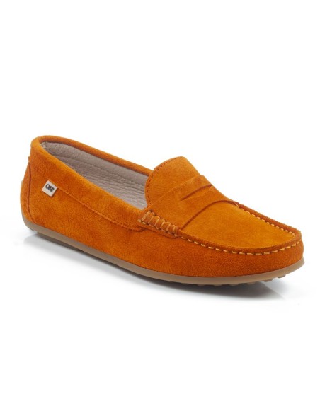 Green suede women's moccasins