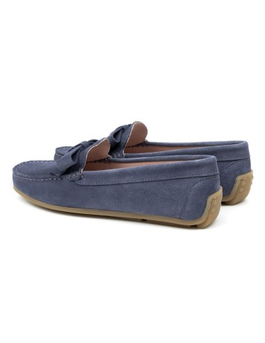 Blue suede women's moccasins