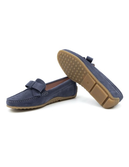 Blue suede women's moccasins